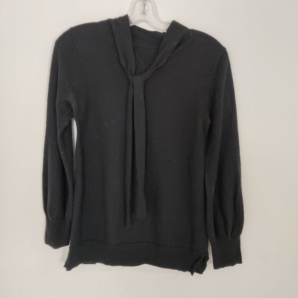 Cynthia Rowley Women's Tie Neck Wool Sweater Size Large Old Money Quiet Luxury